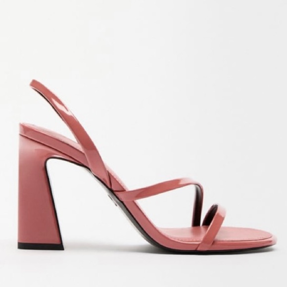 ZARA sz 7.5 PINK STRAPPY 3 inch HEELS
